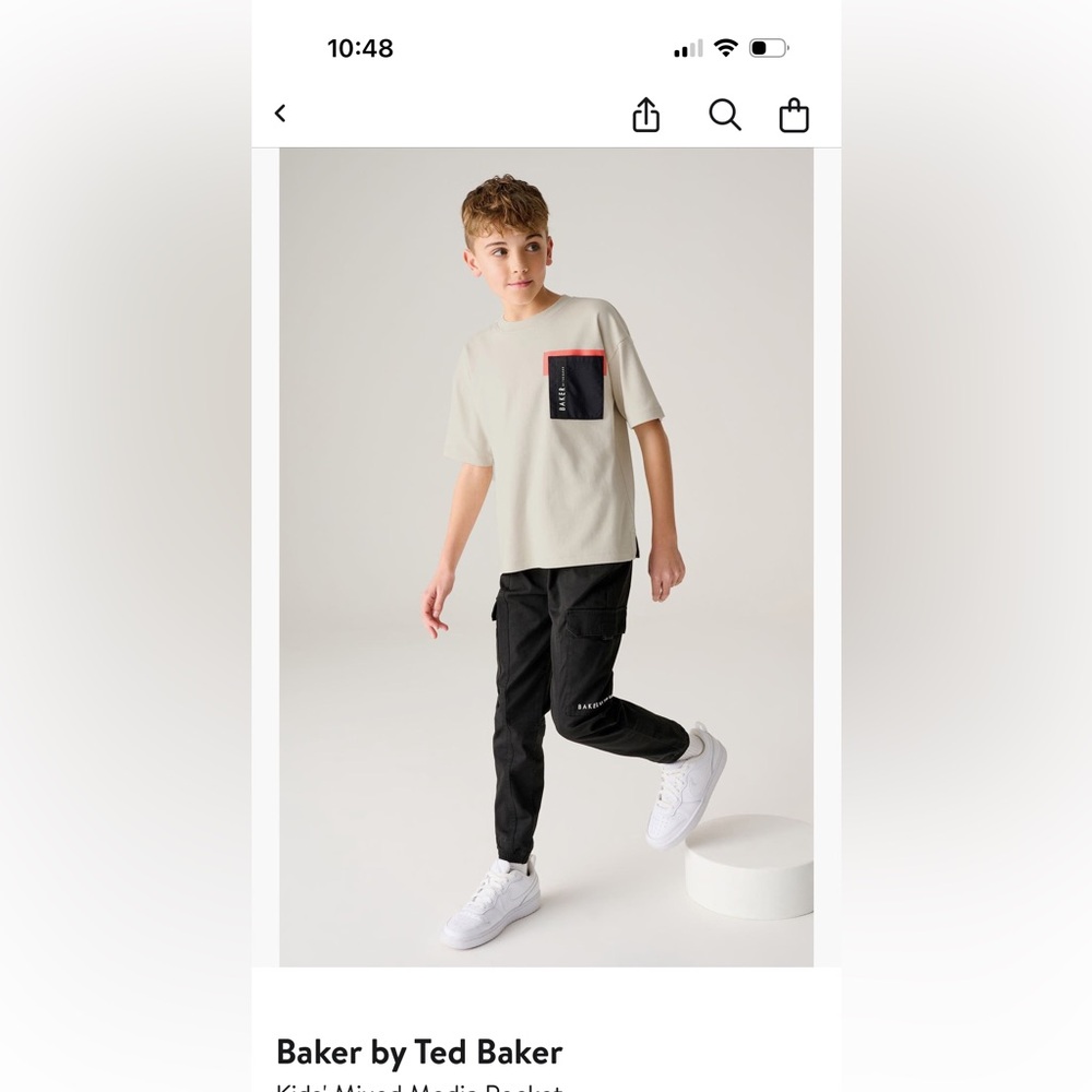 Baker by Ted Baker Tan Tee with Black and Red Pocket